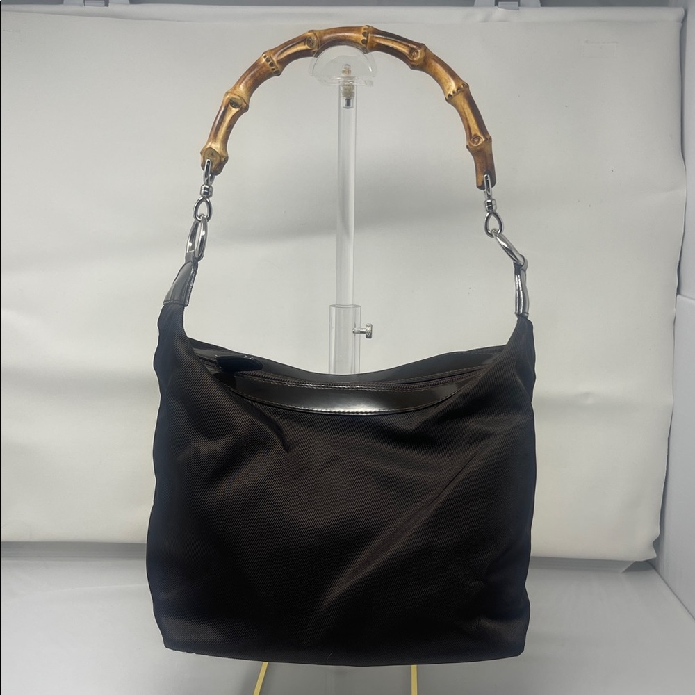 Gucci Vintage Nylon Bamboo Handle Hobo Bag - Picture 2 of 14